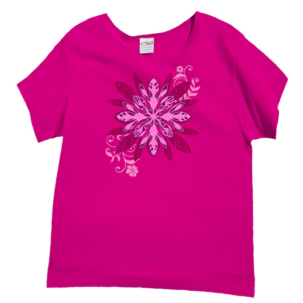 Crazy Shirts Lehua Quilt Berry Short Sleeve Tee XXL